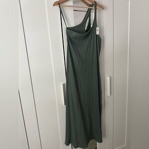 Aerie Ribbed One Shoulder Sage Green Maxi Dress Large